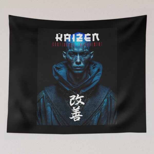 Item preview, Tibetan Cyberpunk Futuristic Monk – Kaizen Continuous Improvement Japanese Kanji designed and sold by MadeByRobots.