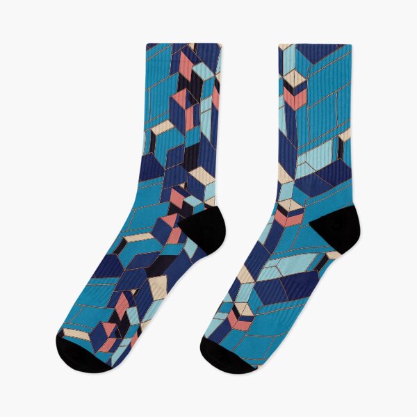 Item preview, Cubic Blue - Cubism Pattern in Blue, Pink and Pale Yellow designed and sold by Fine Prints.