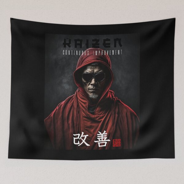 Item preview, Tibetan Cyberpunk Futuristic Monk – Kaizen Continuous Improvement Japanese Kanji designed and sold by MadeByRobots.