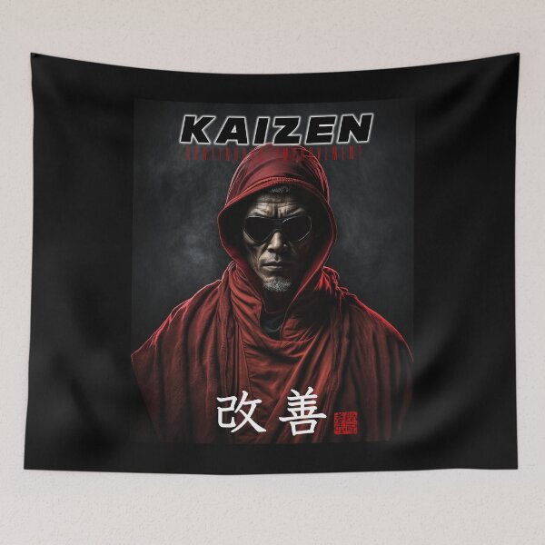 Item preview, Tibetan Cyberpunk Futuristic Monk – Kaizen Continuous Improvement Japanese Kanji designed and sold by MadeByRobots.
