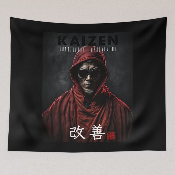 Item preview, Tibetan Cyberpunk Futuristic Monk – Kaizen Continuous Improvement Japanese Kanji designed and sold by MadeByRobots.