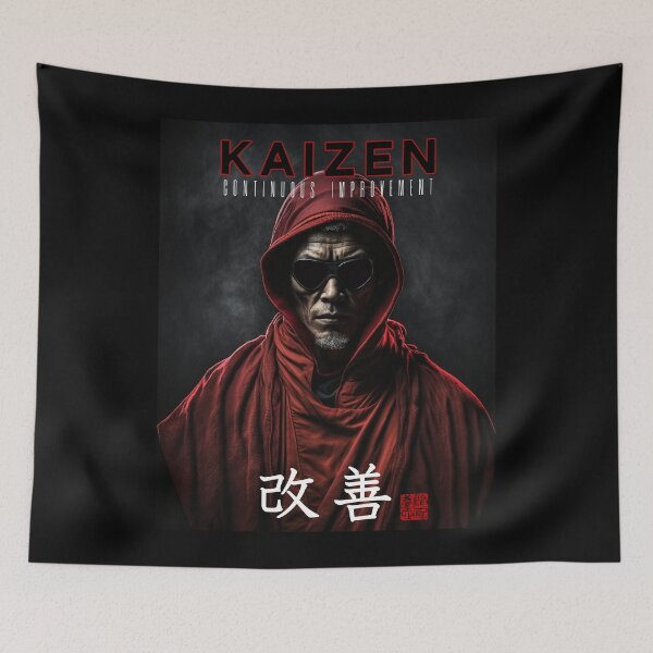Item preview, Tibetan Cyberpunk Futuristic Monk – Kaizen Continuous Improvement Japanese Kanji designed and sold by MadeByRobots.