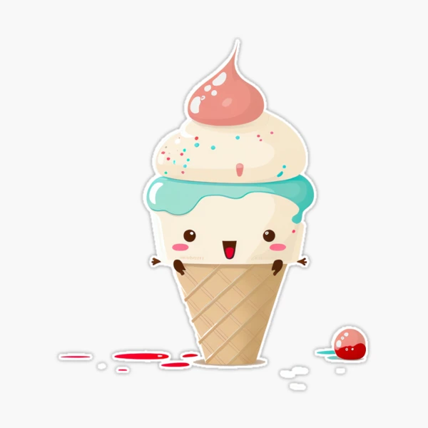 Adorable Cute Kawaii Summer Ice Cream Cartoon Emoji - Double Scoop Vin –  Shinobi Stickers