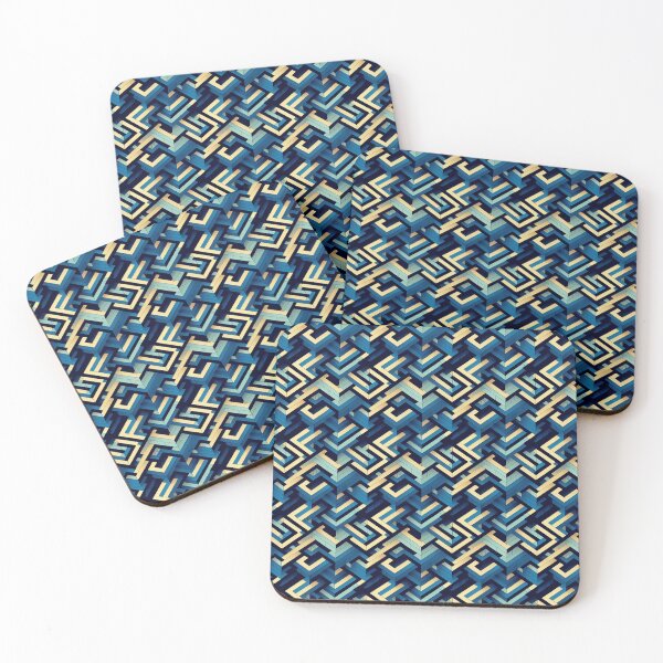 Item preview, Cool Cubic Yellow & Blue - Cubism Pattern in Blue, Yellow and Black designed and sold by Fine Prints.