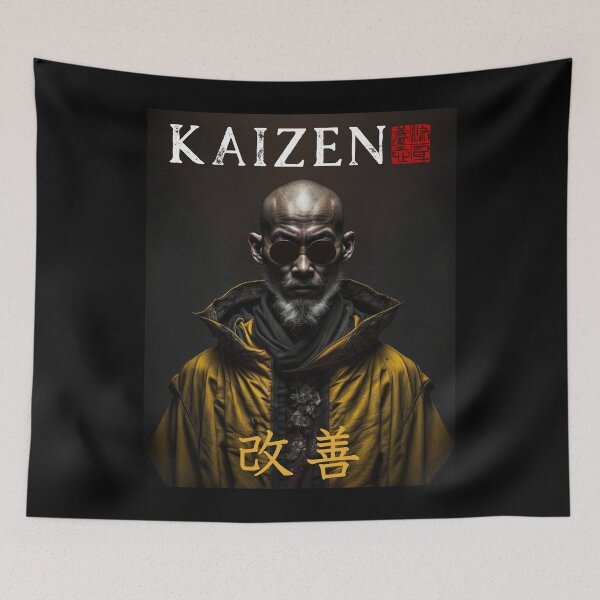 Item preview, Tibetan Cyberpunk Futuristic Monk – Kaizen Continuous Improvement Japanese Kanji designed and sold by MadeByRobots.