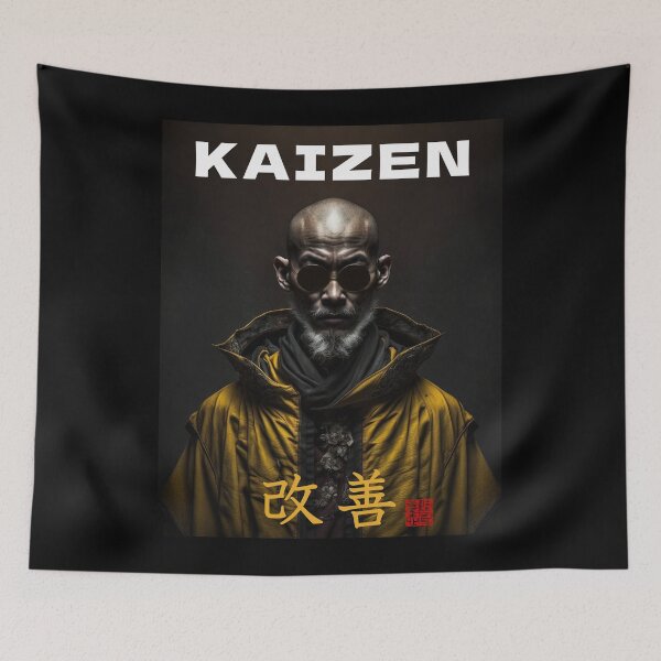 Item preview, Tibetan Cyberpunk Futuristic Monk – Kaizen Continuous Improvement Japanese Kanji designed and sold by MadeByRobots.