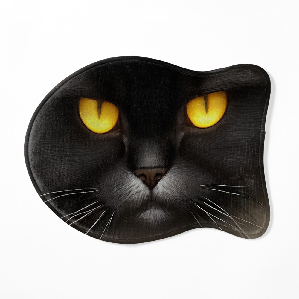 Portrait of Angry Fluffy Black Persian Cat Face - Black Cat - Sticker