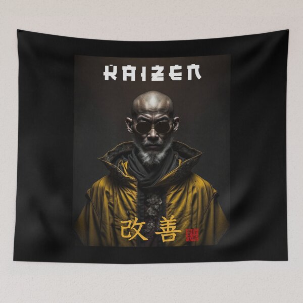 Item preview, Tibetan Cyberpunk Futuristic Monk – Kaizen Continuous Improvement Japanese Kanji designed and sold by MadeByRobots.