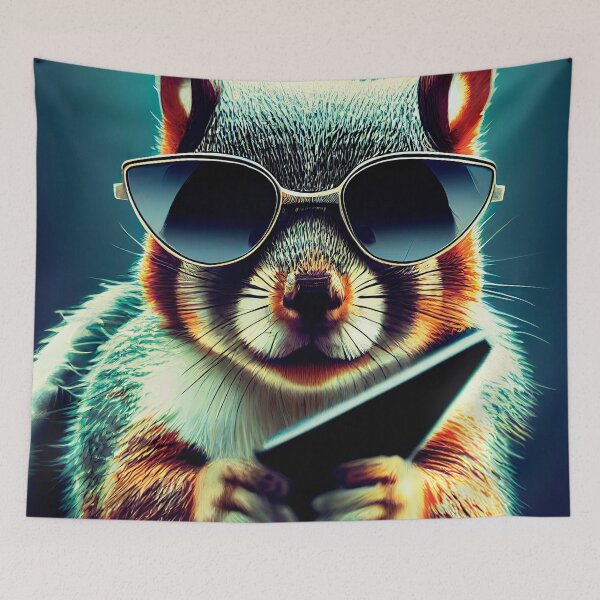 Item preview, a squirrel wearing sunglasses and reading a book designed and sold by DesignAtYO.