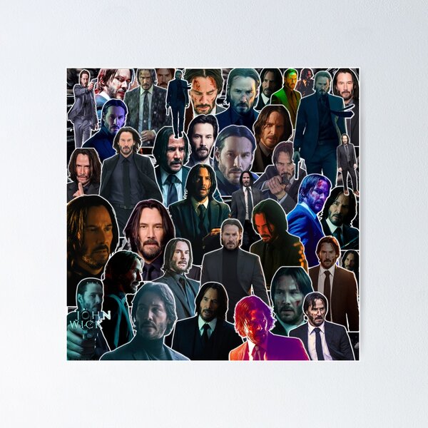 Artikel-Vorschau von Keanu Reeves, kanadischer Schauspieler, John Wick Version, ästhetische Collage – 1, designt und verkauft von creativille.