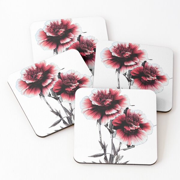Item preview, two red and white flowers on a white background designed and sold by DesignAtYO.