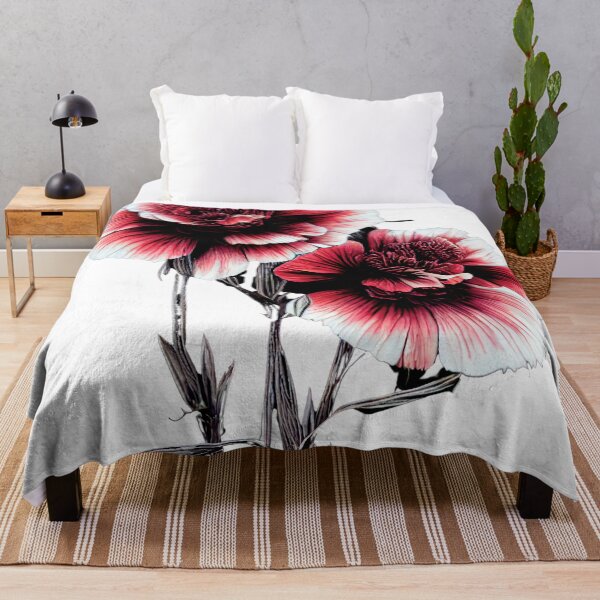 Item preview, two red and white flowers on a white background designed and sold by DesignAtYO.