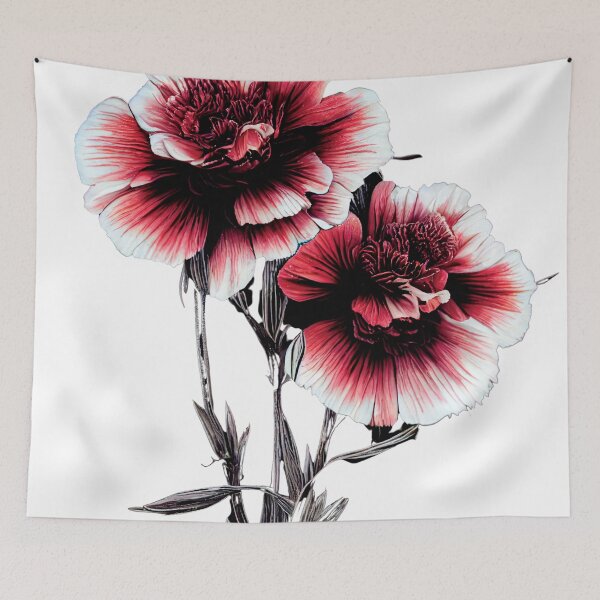 Item preview, two red and white flowers on a white background designed and sold by DesignAtYO.