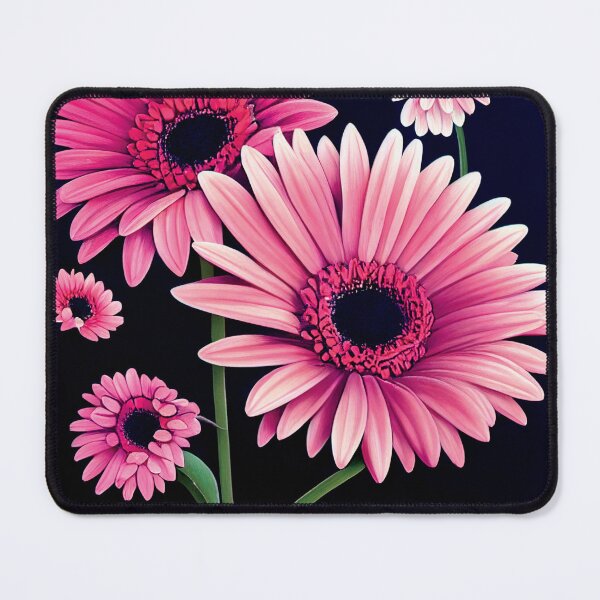 Item preview, a painting of pink flowers on a black background designed and sold by DesignAtYO.