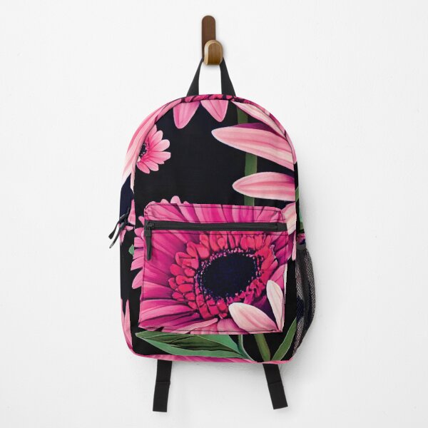 Item preview, a painting of pink flowers on a black background designed and sold by DesignAtYO.