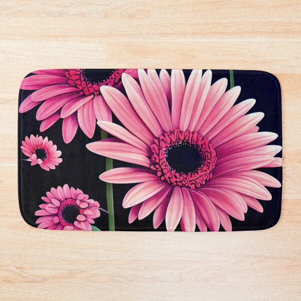 Item preview, a painting of pink flowers on a black background designed and sold by DesignAtYO.