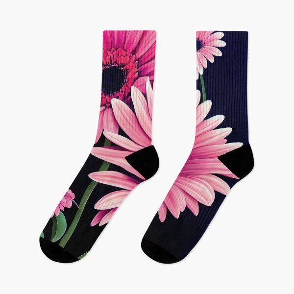Item preview, a painting of pink flowers on a black background designed and sold by DesignAtYO.