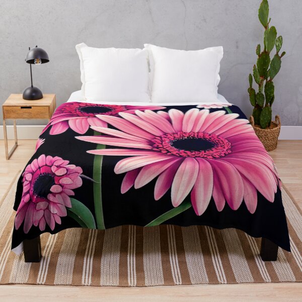 Item preview, a painting of pink flowers on a black background designed and sold by DesignAtYO.