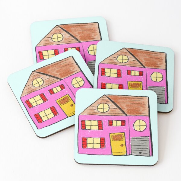 Item preview, Pink House Yellow Door Illustration designed and sold by luxelle2k.