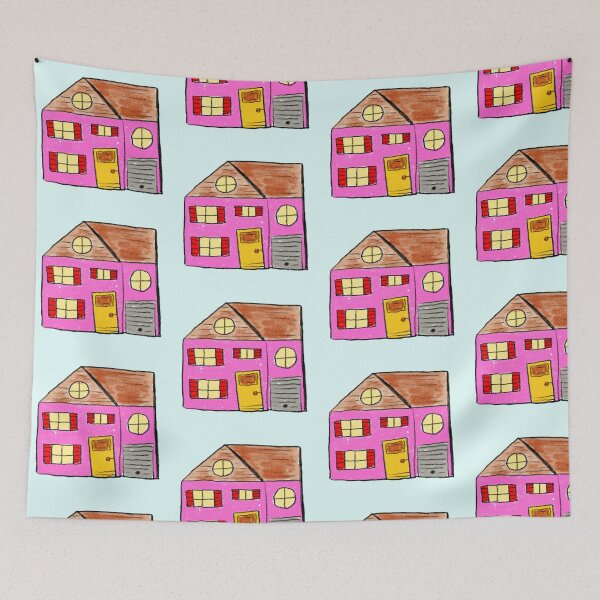 Item preview, Pink House Yellow Door Illustration designed and sold by luxelle2k.