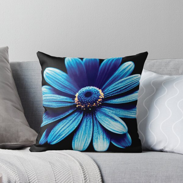 Item preview, a close up of a blue flower on a black background designed and sold by DesignAtYO.