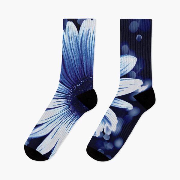 Item preview, a close up of a blue and white flower designed and sold by DesignAtYO.