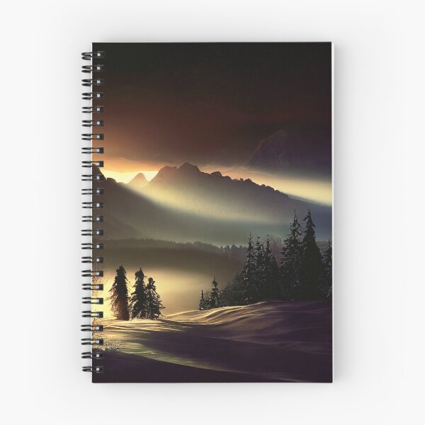 Item preview, the sun is setting over the mountains in the snow designed and sold by DesignAtYO.