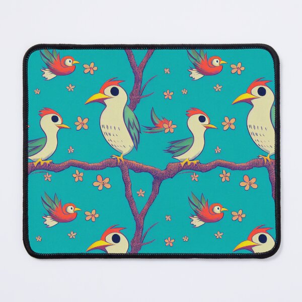 Item preview, Birdies - Cute Cartoon Birds on Blue designed and sold by Fine Prints.