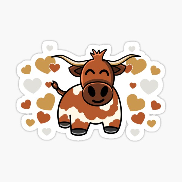 Vista previa del artículo con la obra «Vaca Longhorn rodeada de corazones», diseñado y vendido por eternallygifted.