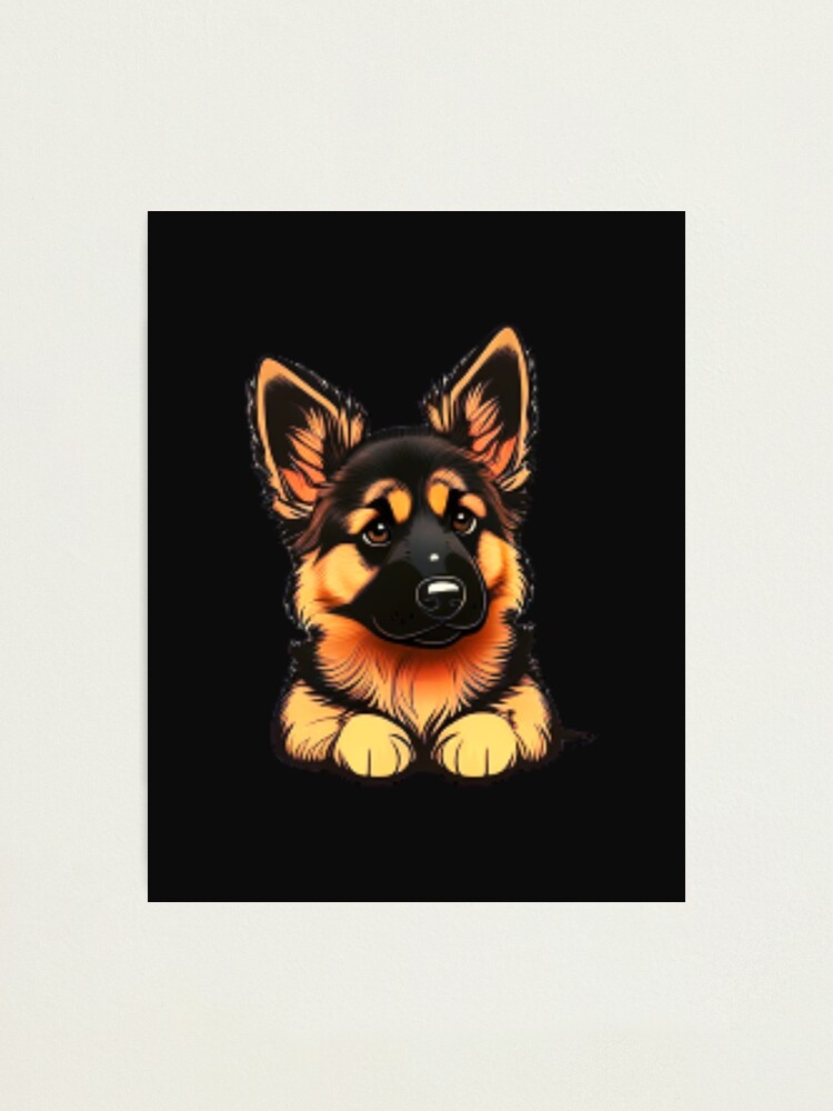 cute German shepherd Dog Kawaii  Photographic Print for Sale by