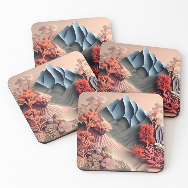 Item preview, Coral Reef Mountain in Paper art style designed and sold by FormFinder.