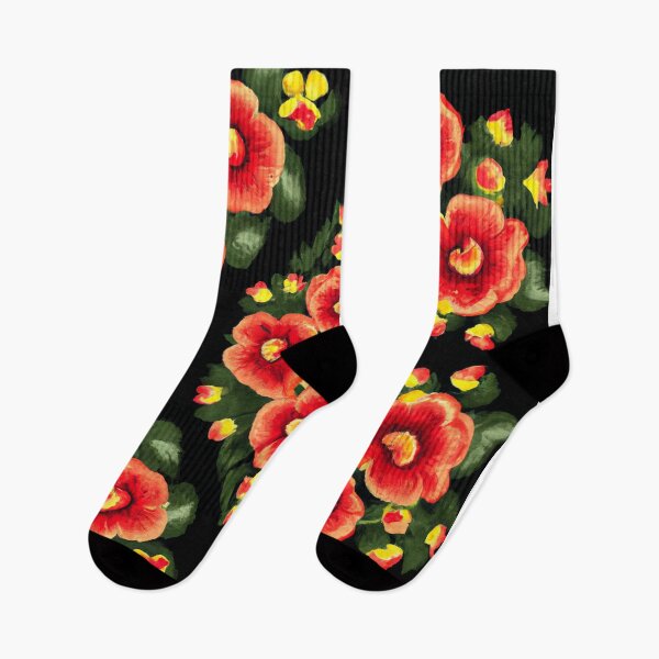 Item preview, Hungarian Style Floral Pattern Red and Yellow on Black designed and sold by BuickRasDesign.