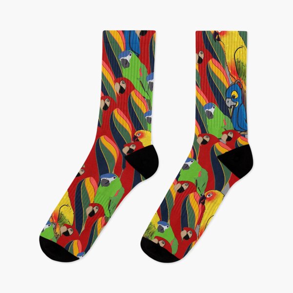 Item preview, Green red and blue parrot in seamless pattern designed and sold by Patternaart.