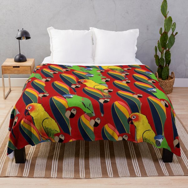Item preview, Green red and blue parrot in seamless pattern designed and sold by Patternaart.
