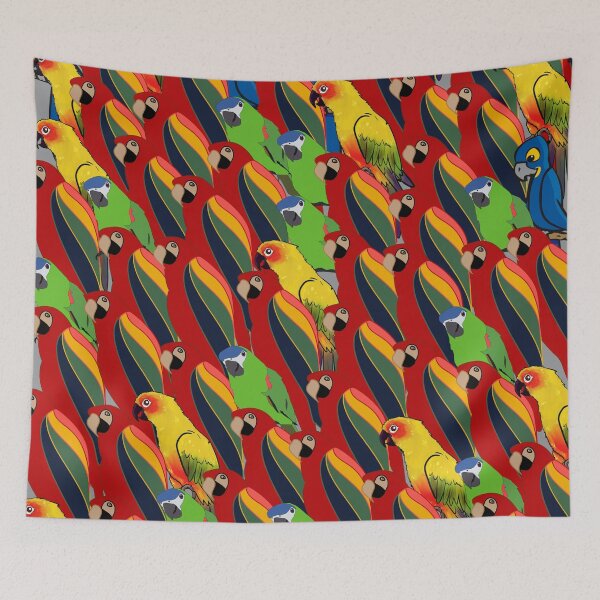 Item preview, Green red and blue parrot in seamless pattern designed and sold by Patternaart.