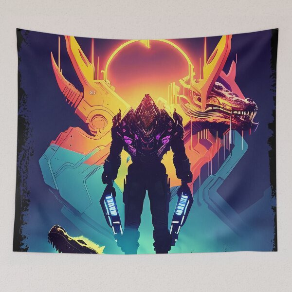 Item preview, Sobek Egyptian Crocodile God Cyberpunk Sticker Design: Merge Ancient Mythology with Futuristic Tech! designed and sold by Mytho Merch.