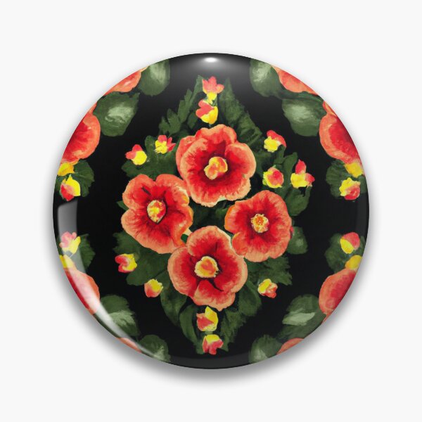Item preview, Hungarian Style Floral Pattern Red and Yellow on Black designed and sold by BuickRasDesign.