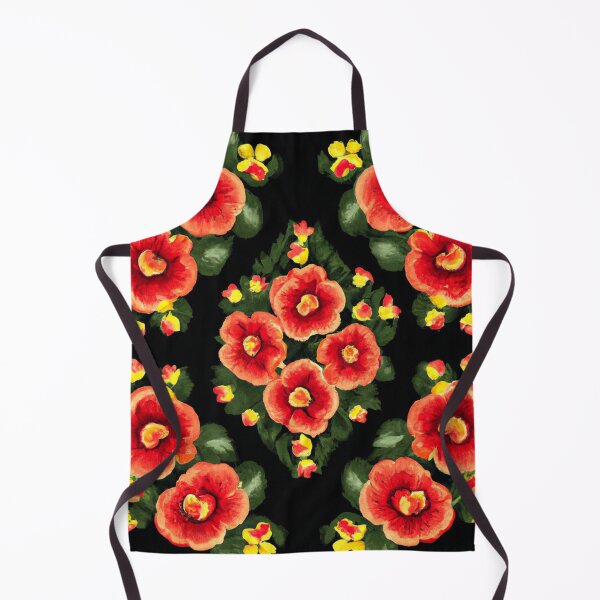 Item preview, Hungarian Style Floral Pattern Red and Yellow on Black designed and sold by BuickRasDesign.