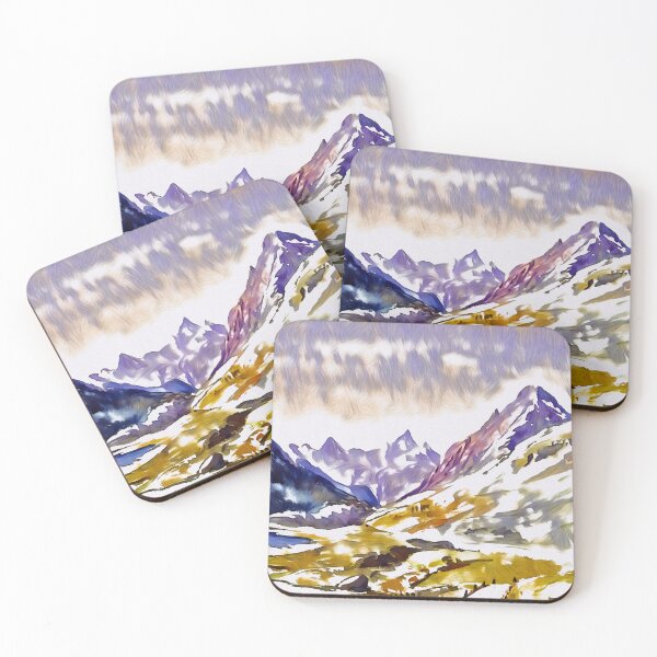 Item preview, Mountain range art blue purple green designed and sold by Inktown.