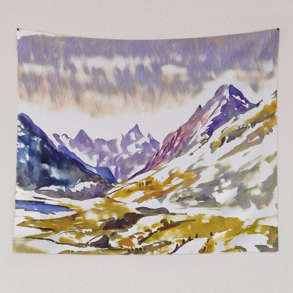 Item preview, Mountain range art blue purple green designed and sold by Inktown.