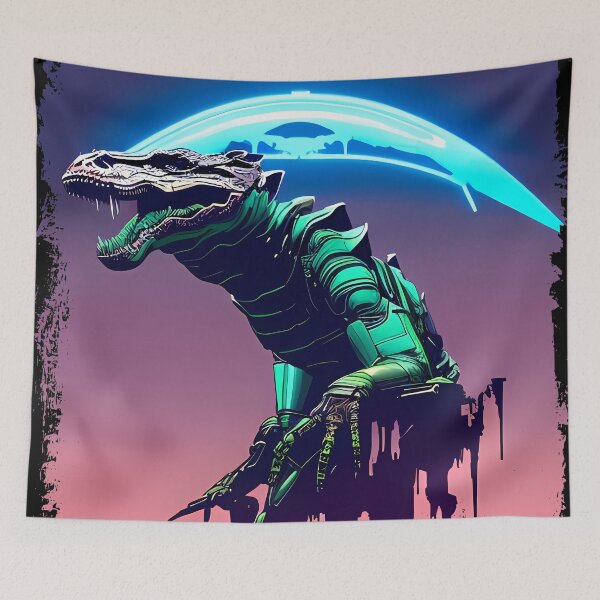 Item preview, Sobek Egyptian Crocodile God Cyberpunk Sticker Design: Merge Ancient Mythology with Futuristic Tech! designed and sold by Mytho Merch.