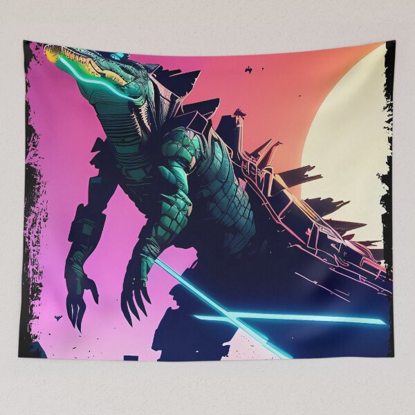 Item preview, Sobek Egyptian Crocodile God Cyberpunk Sticker Design: Merge Ancient Mythology with Futuristic Tech! designed and sold by Mytho Merch.
