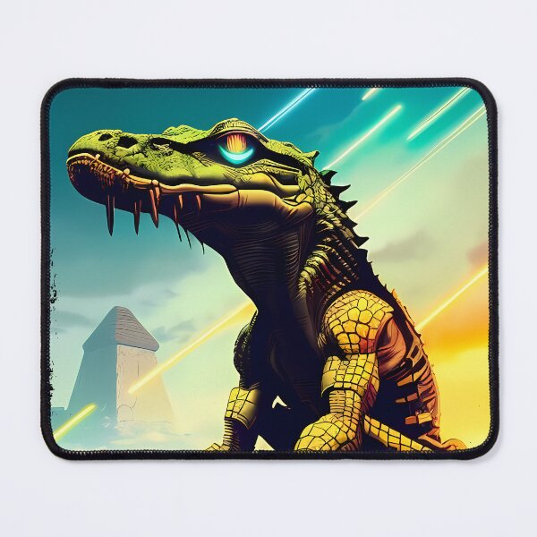 Item preview, Sobek Egyptian Crocodile God Cyberpunk Sticker Design: Merge Ancient Mythology with Futuristic Tech! designed and sold by Mytho Merch.