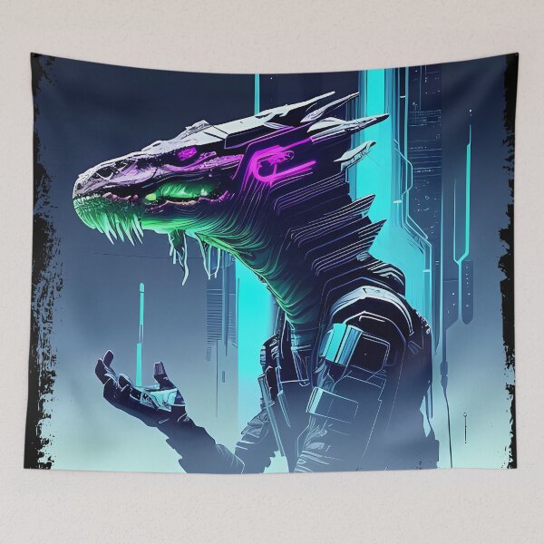 Item preview, Sobek Egyptian Crocodile God Cyberpunk Sticker Design: Merge Ancient Mythology with Futuristic Tech! designed and sold by Mytho Merch.