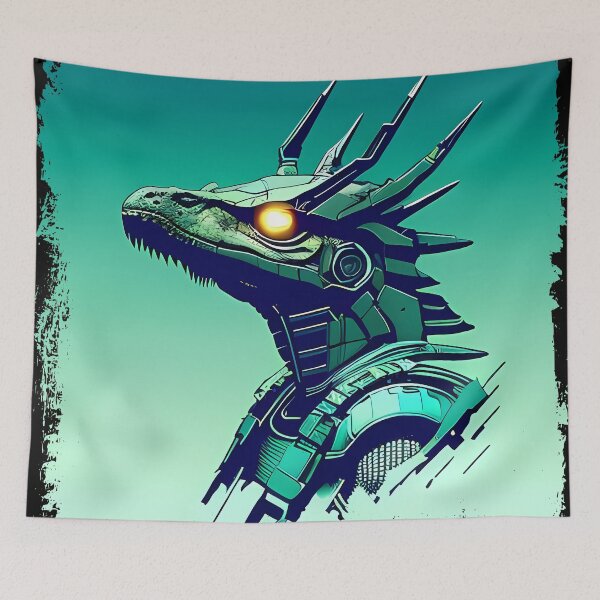 Item preview, Sobek Egyptian Crocodile God Cyberpunk Sticker Design: Merge Ancient Mythology with Futuristic Tech! designed and sold by Mytho Merch.