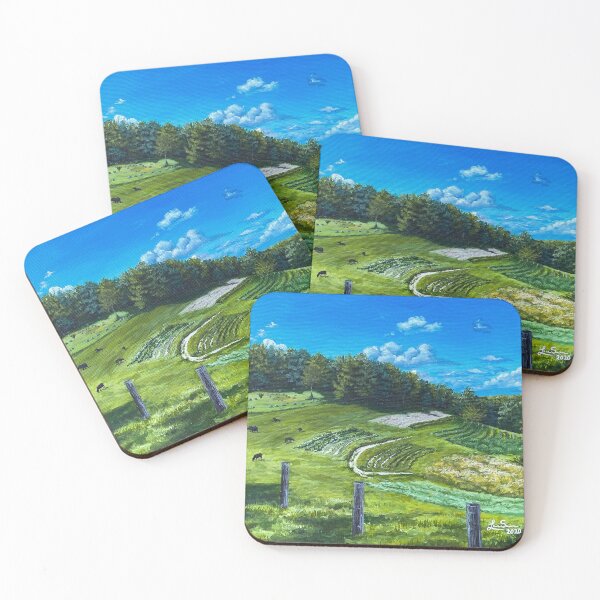 Item preview, Serene Mountainside Farm with Peaceful Grazing Cows designed and sold by AB-Gallery.