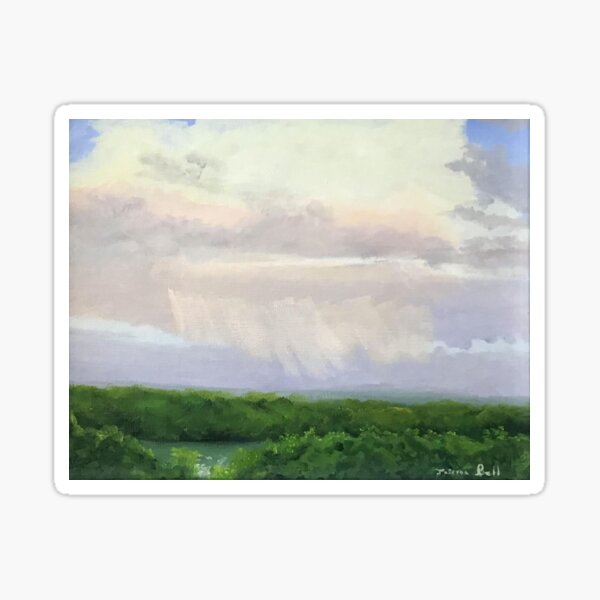 Field of Coming Rain Impressionist Oil Landscape Painting Sticker