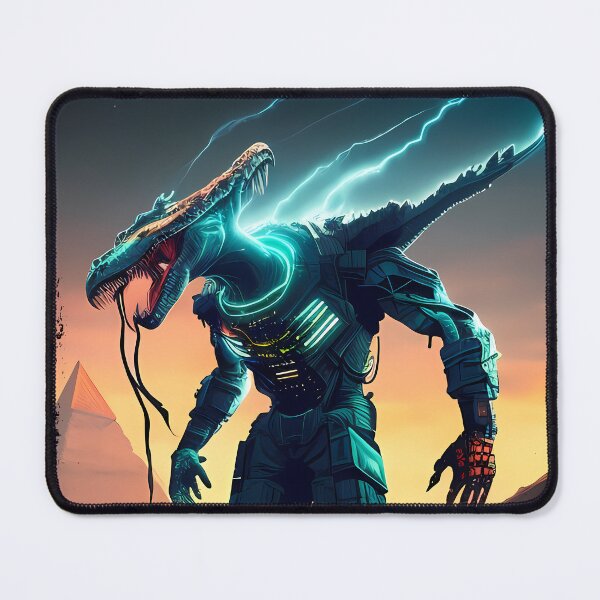 Item preview, Sobek Egyptian Crocodile God Cyberpunk Sticker Design: Merge Ancient Mythology with Futuristic Tech! designed and sold by Mytho Merch.