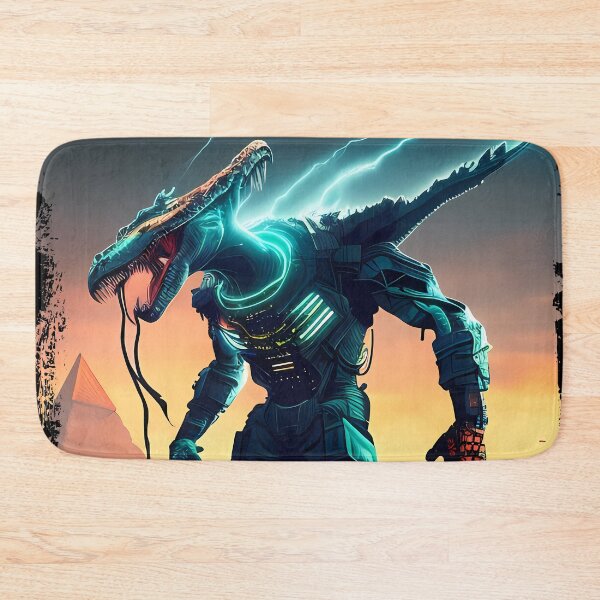 Item preview, Sobek Egyptian Crocodile God Cyberpunk Sticker Design: Merge Ancient Mythology with Futuristic Tech! designed and sold by Mytho Merch.