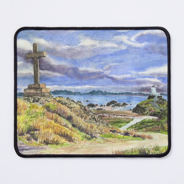 Item preview, The Victorian Cross and Tŵr Mawr Lighthouse at Ynys Llanddwyn, Llanddwyn Island on Anglesey designed and sold by LymphomaLass.
